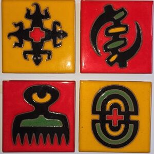 SANTE FE ART TILES BY GYAWN ATIKO ( SET OF 4) Vintage